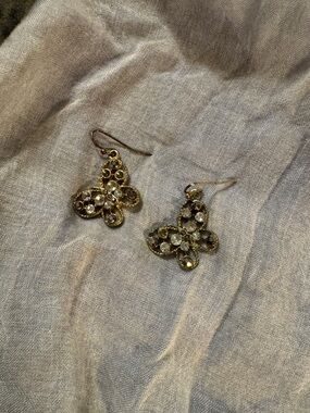 Silver tone Crystal Butterfly Drop Earrings - Elegant Women's Jewelry